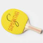 Gele Sport Typografie Uniek Modern Monogram Tafeltennisbatje (Zijkant)