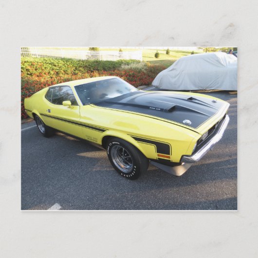 Gele sportauto briefkaart (Voorkant)