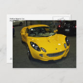 Gele sportauto briefkaart (Voorkant / Achterkant)