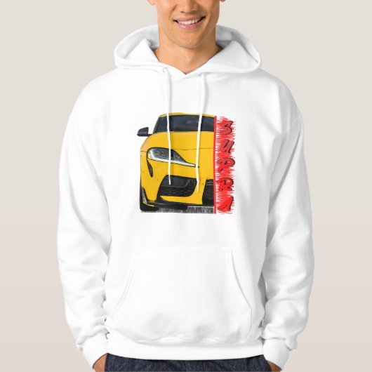 gele sportauto hoodie (Voorkant)