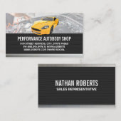 Gele sportauto | Mechanische diensten Visitekaartje (Voorkant / Achterkant)