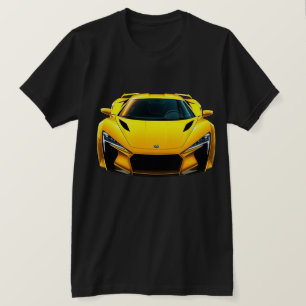 Gele sportauto t-shirt