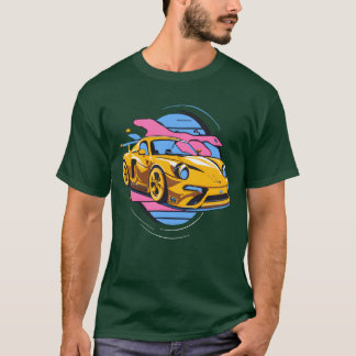 Gele sportwagen kunst hoge snelheid elegantie in E T-shirt