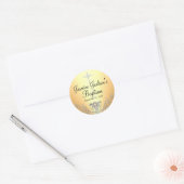 Gele sprankelende juweel doopsticker ronde sticker (Envelop)