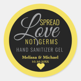 Gele Spread Love Hand Sanitizer Weddenschap Favor Ronde Sticker