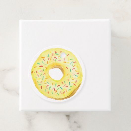 Gele Sprinkle Donut Verjaardagsfeest Dank u Bedankjes Labels (In situ)