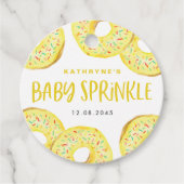 Gele Sprinkle Donut Verjaardagsfeest Dank u Bedankjes Labels (Voorkant)