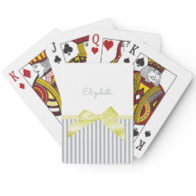 Gele staafjes met meisjesgrijze strepen en naam