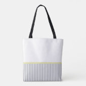 Gele staafjes met meisjesgrijze strepen en naam tote bag (Achterkant)
