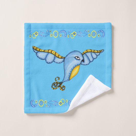 Gele staart met witte vleugels bad handdoek (Wasdoekje)