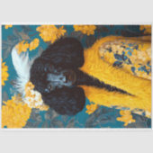 Gele Standaard Zwarte Poedel Portret Decoupage Tissuepapier (Voorkant)