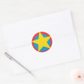 Gele Star Blauwe en Rode Cirkels Ronde Sticker (Envelop)