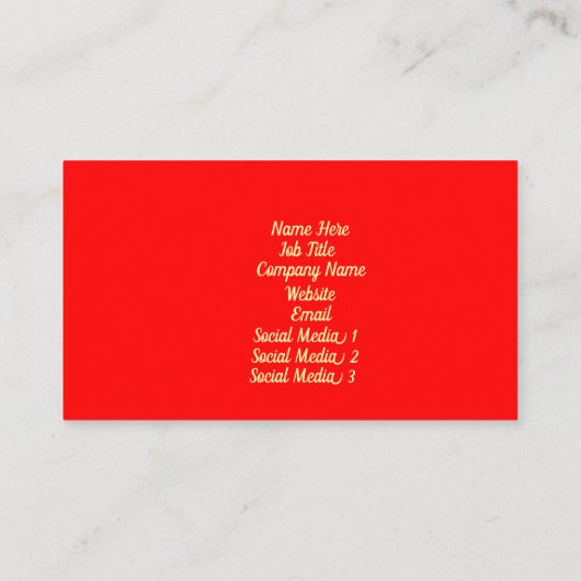 Gele Starburst op rood Visitekaartje (Achterkant)