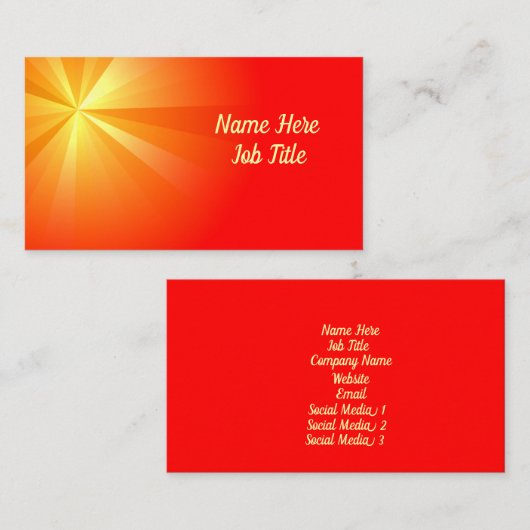 Gele Starburst op rood Visitekaartje (Voorkant / Achterkant)