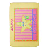 Gele Starfish Fun in Sun Beach Name Persoonlijk Badmat (Voorkant Verticaal)