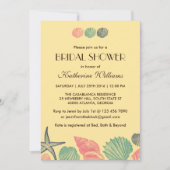 Gele Starfish Seashells Bridal Shower Invitation Kaart (Voorkant)