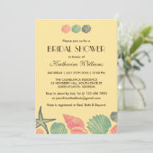 Gele Starfish Seashells Bridal Shower Invitation Kaart (Staand voorkant)