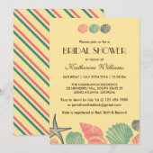 Gele Starfish Seashells Bridal Shower Invitation Kaart (Voorkant / Achterkant)
