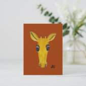 Gele Staring Giraffe Hi en hallo kaarten (Staand voorkant)