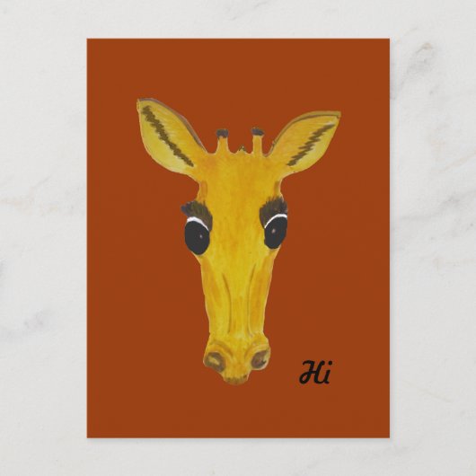 Gele Staring Giraffe Hi en hallo kaarten (Voorkant)