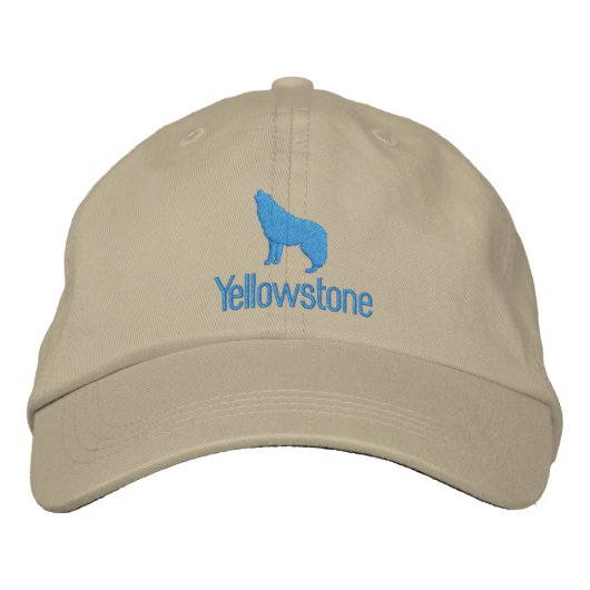 Gele ste wolf geborduurde honkbalpet pet (Voorkant)