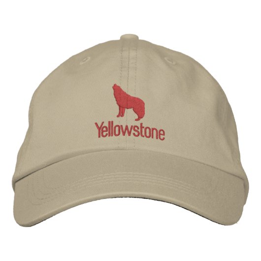Gele ste wolf geborduurde honkbalpet pet (Voorkant)