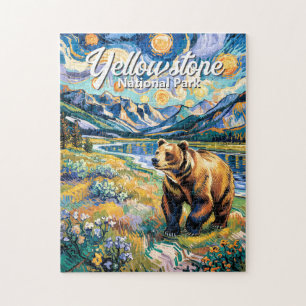Gele steen Kleurrijk Landschap Vintage Dier Beer Legpuzzel