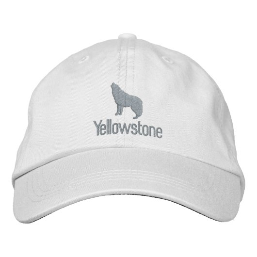 Gele steen Wolf Geborduurde Honkbalpet Pet (Voorkant)