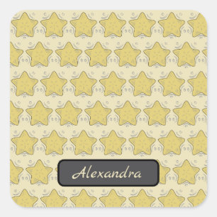 Gele Ster Appliqué Patchwork Vierkante Sticker