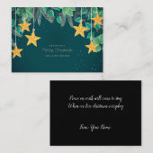 Gele ster en bladeren notitiekaartje (Voorkant / Achterkant)