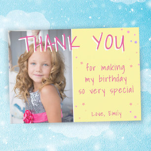 Gele Ster Girly Verjaardag Dank u Fotokaart Bedankkaart