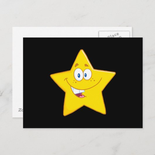 Gele ster glimlachen briefkaart (Voorkant / Achterkant)