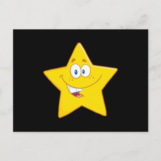 Gele ster glimlachen briefkaart (Voorkant)