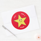 Gele ster leraren loven rood ronde sticker (Envelop)