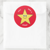 Gele ster leraren loven rood ronde sticker (Tas)