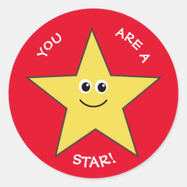 Gele ster leraren loven rood ronde sticker