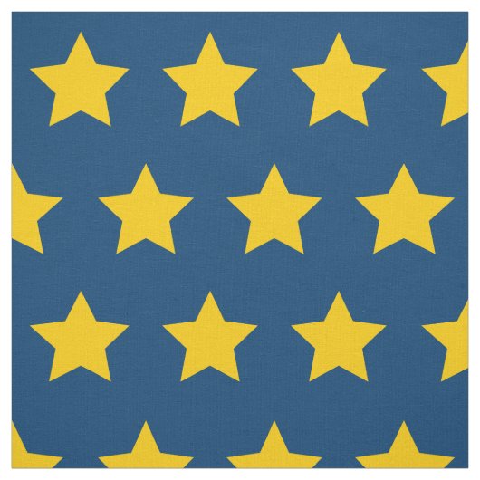 gele ster Patroonblauwe achtergrond Stof (Swatch)