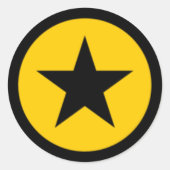 gele ster ronde sticker (Voorkant)