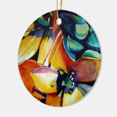 Gele ster van Bethlehem waterverf kunst Keramisch Ornament (Links)