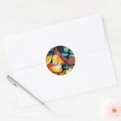 Gele ster van Bethlehem waterverf kunst Ronde Sticker (Envelop)