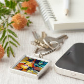 Gele ster van Bethlehem waterverf kunst Sleutelhanger (Zijkant)