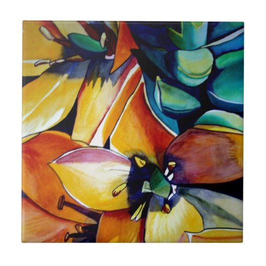 Gele ster van Bethlehem waterverf kunst Tegeltje (Voorkant)