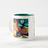 Gele ster van Bethlehem waterverf kunst Tweekleurige Koffiemok (Voorkant links)