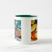 Gele ster van Bethlehem waterverf kunst Tweekleurige Koffiemok (Center)