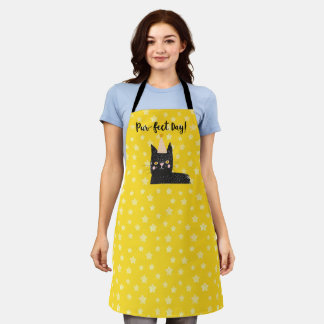 Gele Ster Zwarte Kat Perfecte Dag Dier Schort