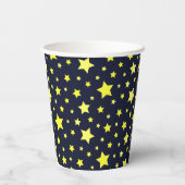 Gele sterren en donkerblauw patroon papieren bekers (Achterkant)