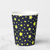 Gele sterren en donkerblauw patroon papieren bekers (Voorkant)