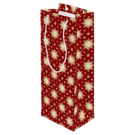 Gele sterren en rode achtergrond wijn cadeautas (Achterkant Gekanteld)