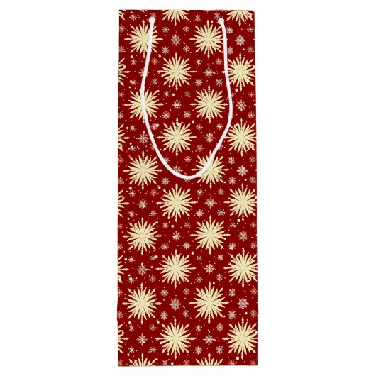 Gele sterren en rode achtergrond wijn cadeautas (Achterkant)