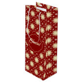 Gele sterren en rode achtergrond wijn cadeautas (Voorkant Gekanteld)